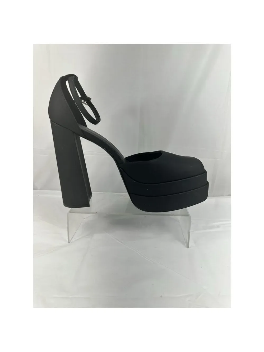 ALDO Grandle AnkleStrap Double Platform 5.75” Pump Satin Black Women Sz 11 Goth